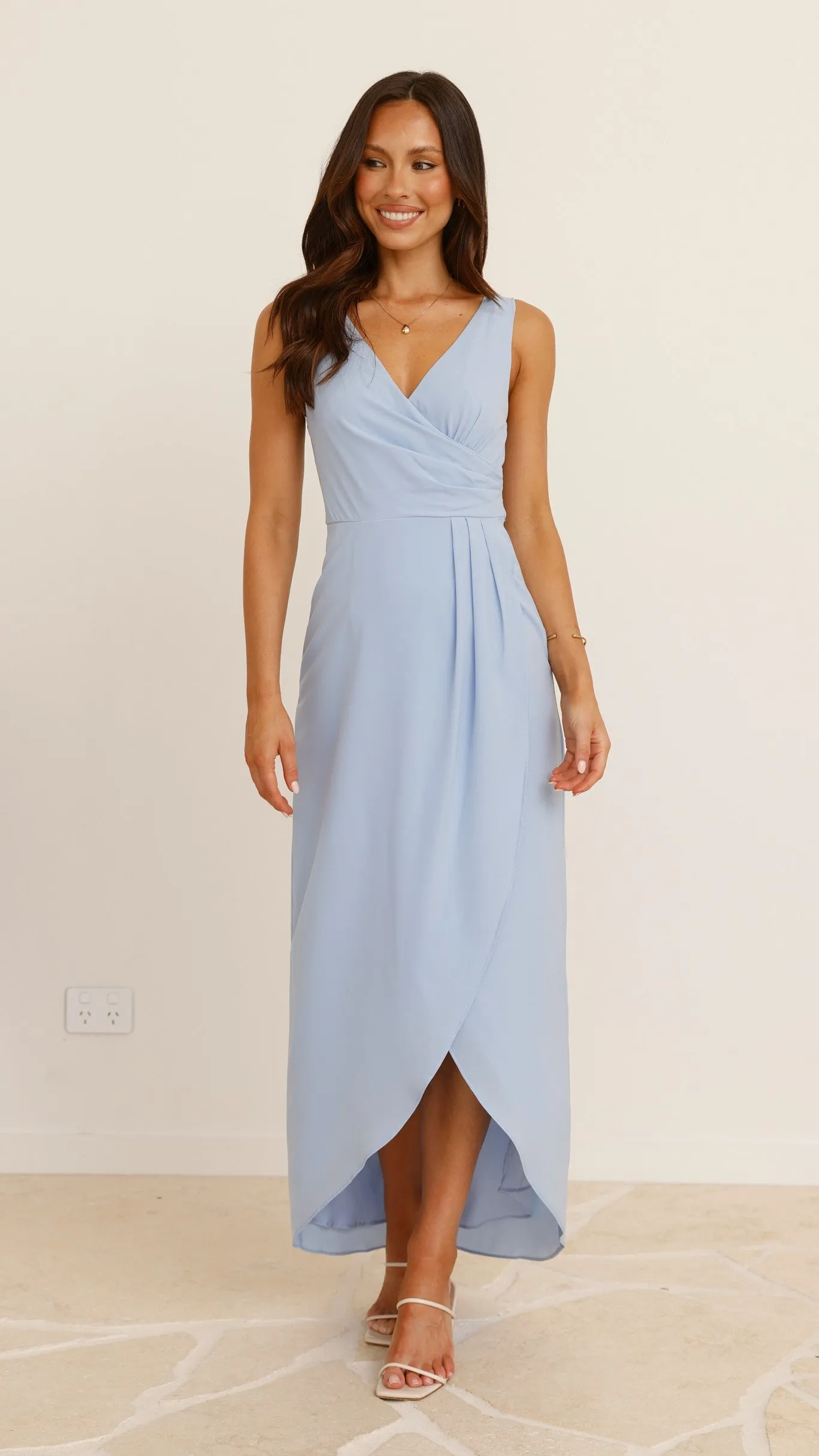 Pamela V Neck Maxi Dress - Blue sold by Billy J