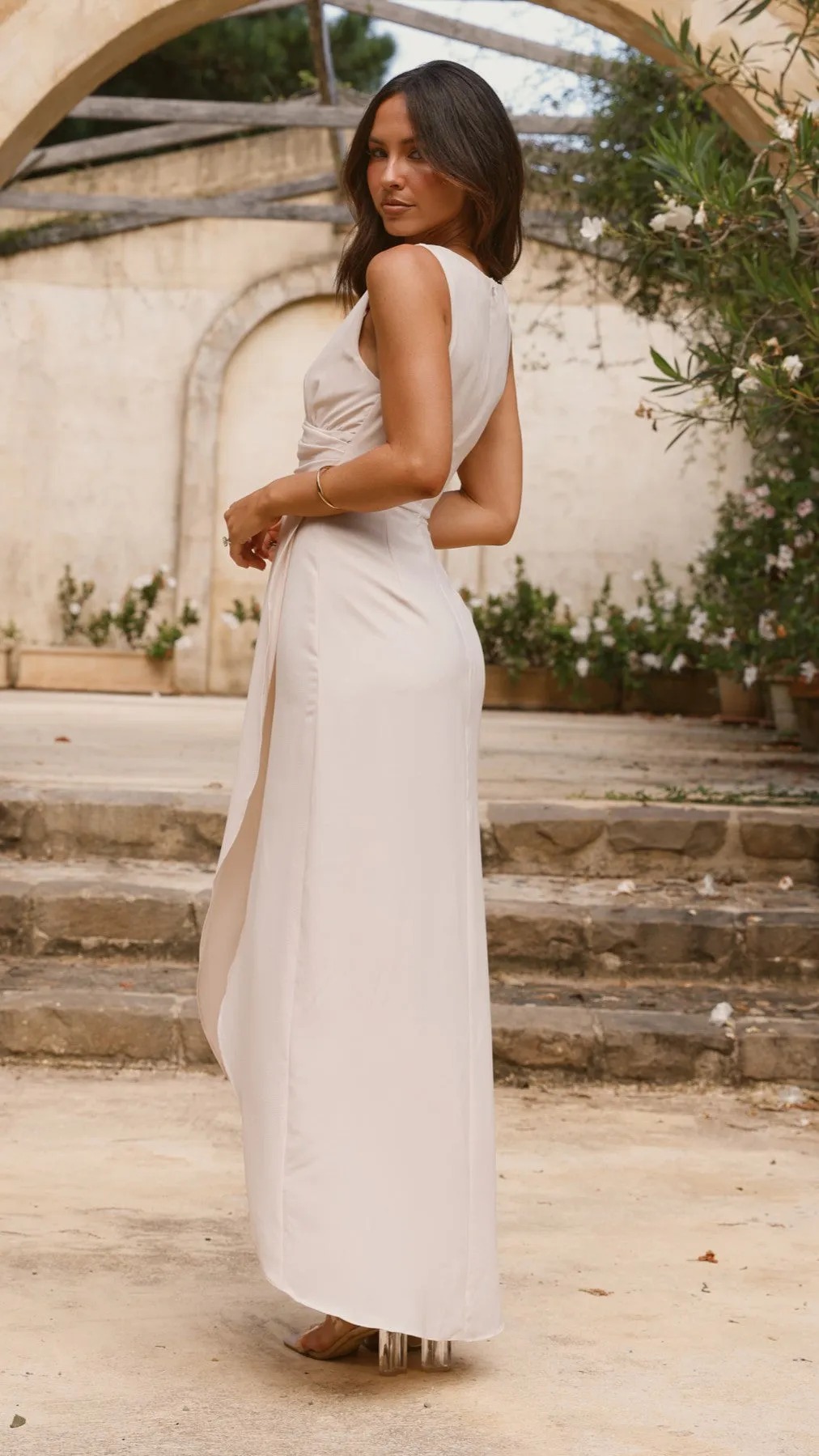 Pamela V Neck Maxi Dress - Ivory sold by Billy J product image thumbnail 2