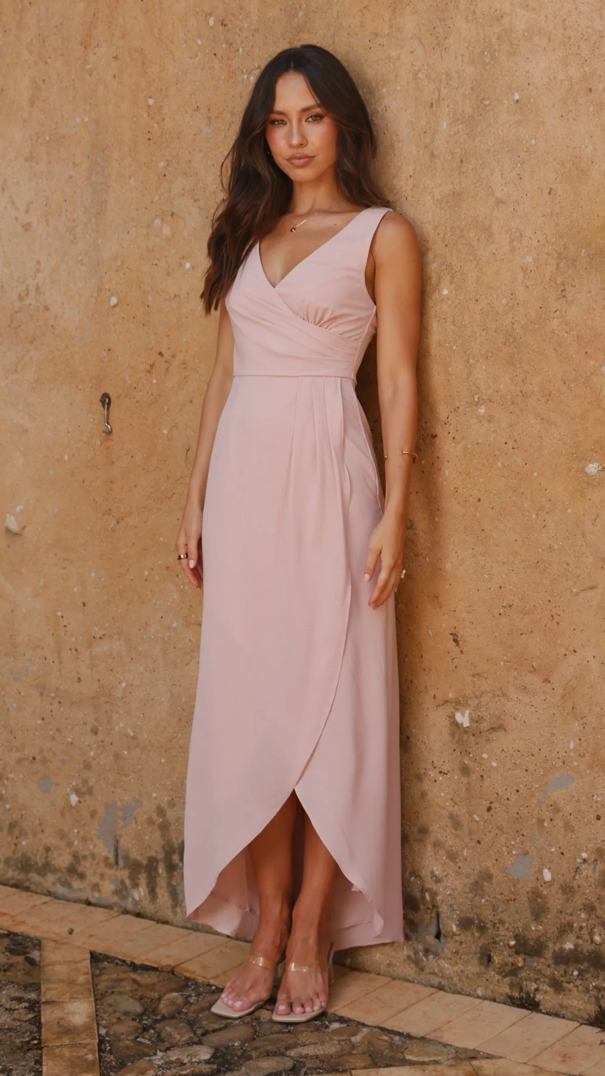 Pamela V Neck Maxi Dress - Dusty Pink sold by Billy J product image thumbnail 3