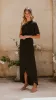Emma One Sleeve Maxi Dress - Black sold by Billy J