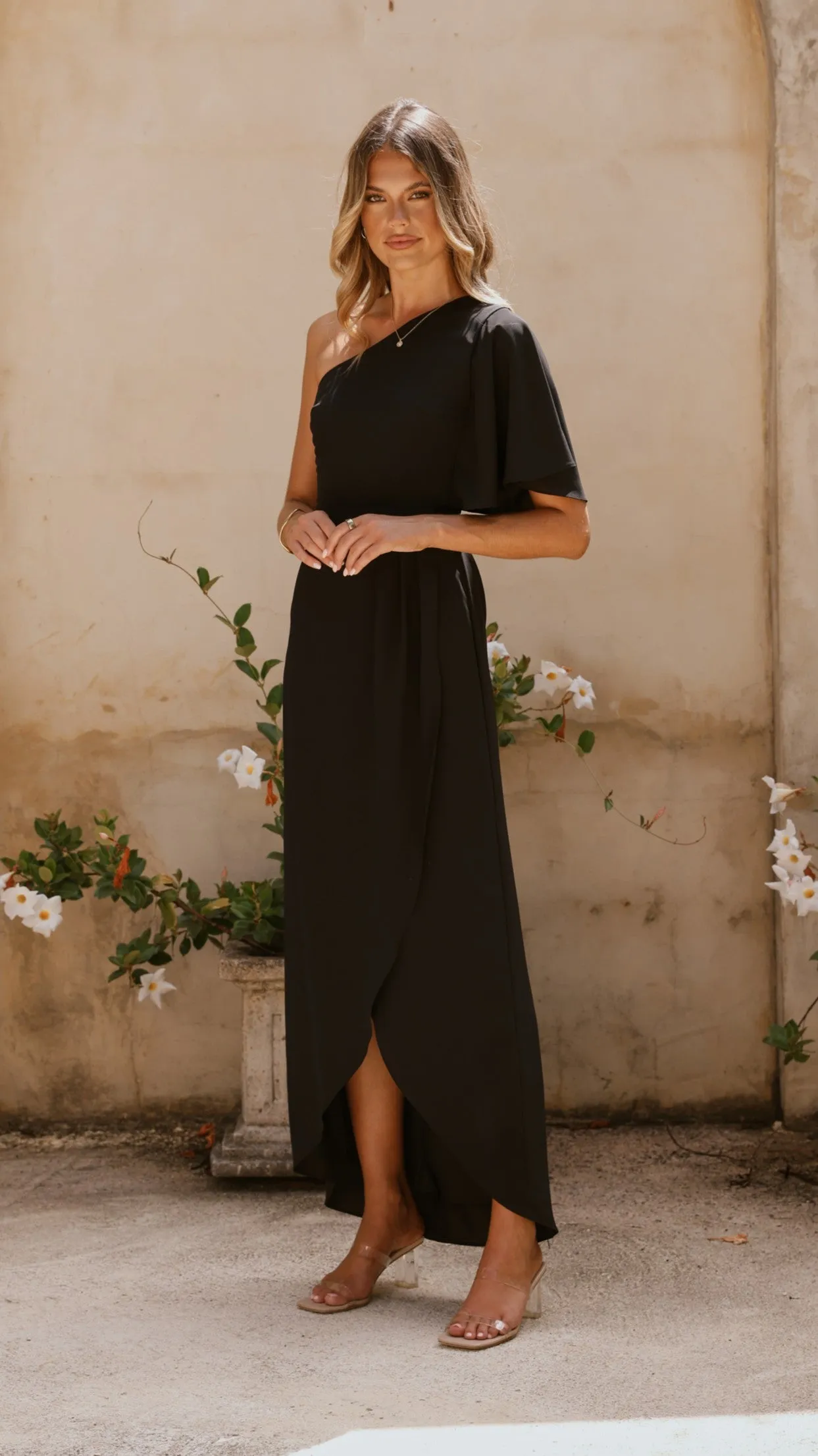 Emma One Sleeve Maxi Dress - Black sold by Billy J product image thumbnail 4