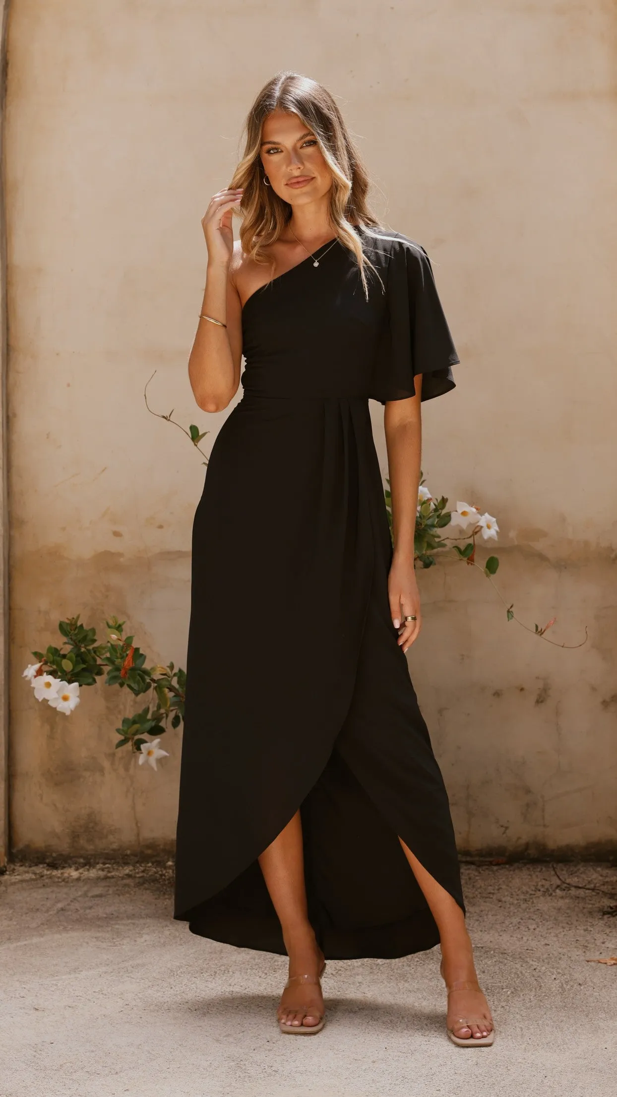 Emma One Sleeve Maxi Dress - Black sold by Billy J product image thumbnail 3