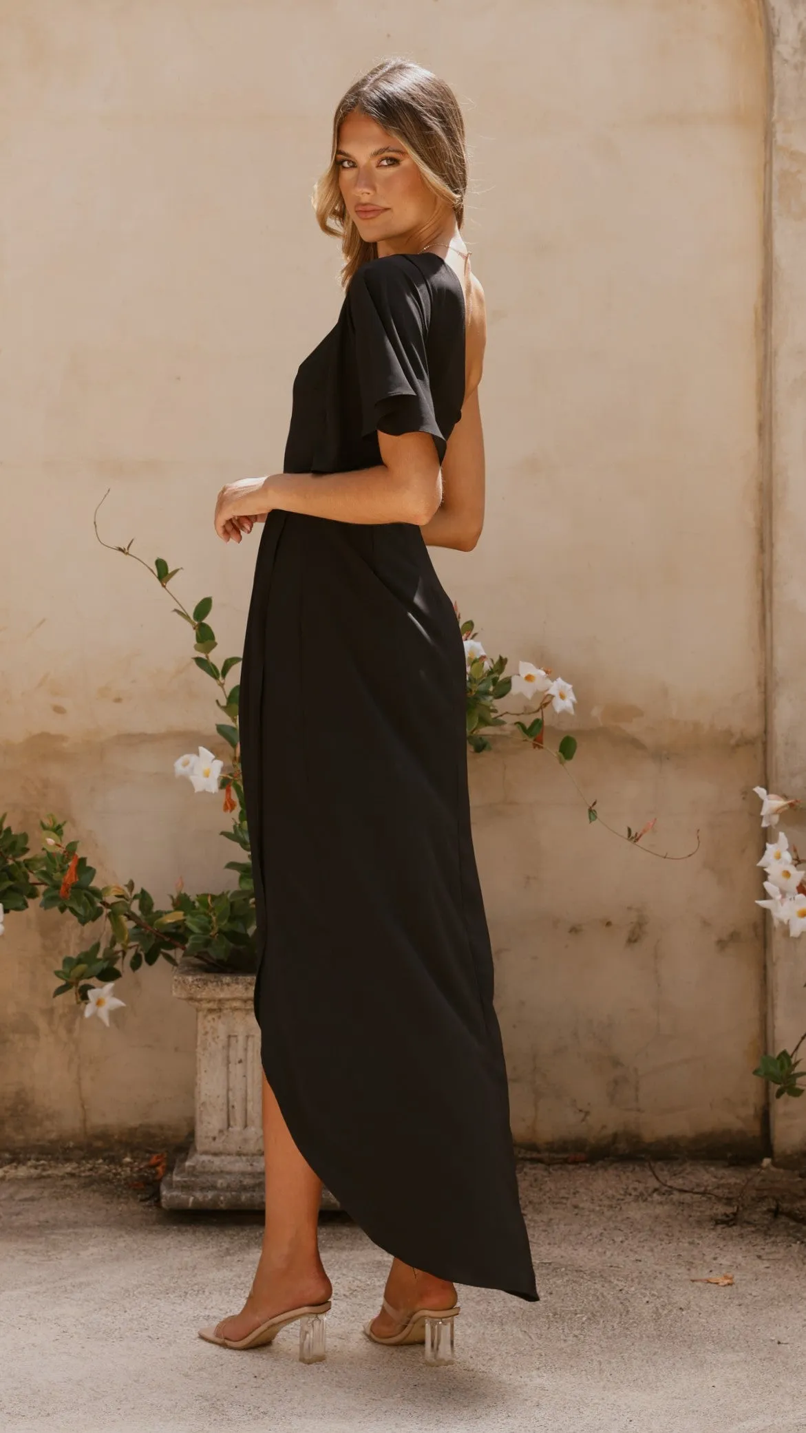 Emma One Sleeve Maxi Dress - Black sold by Billy J product image thumbnail 2