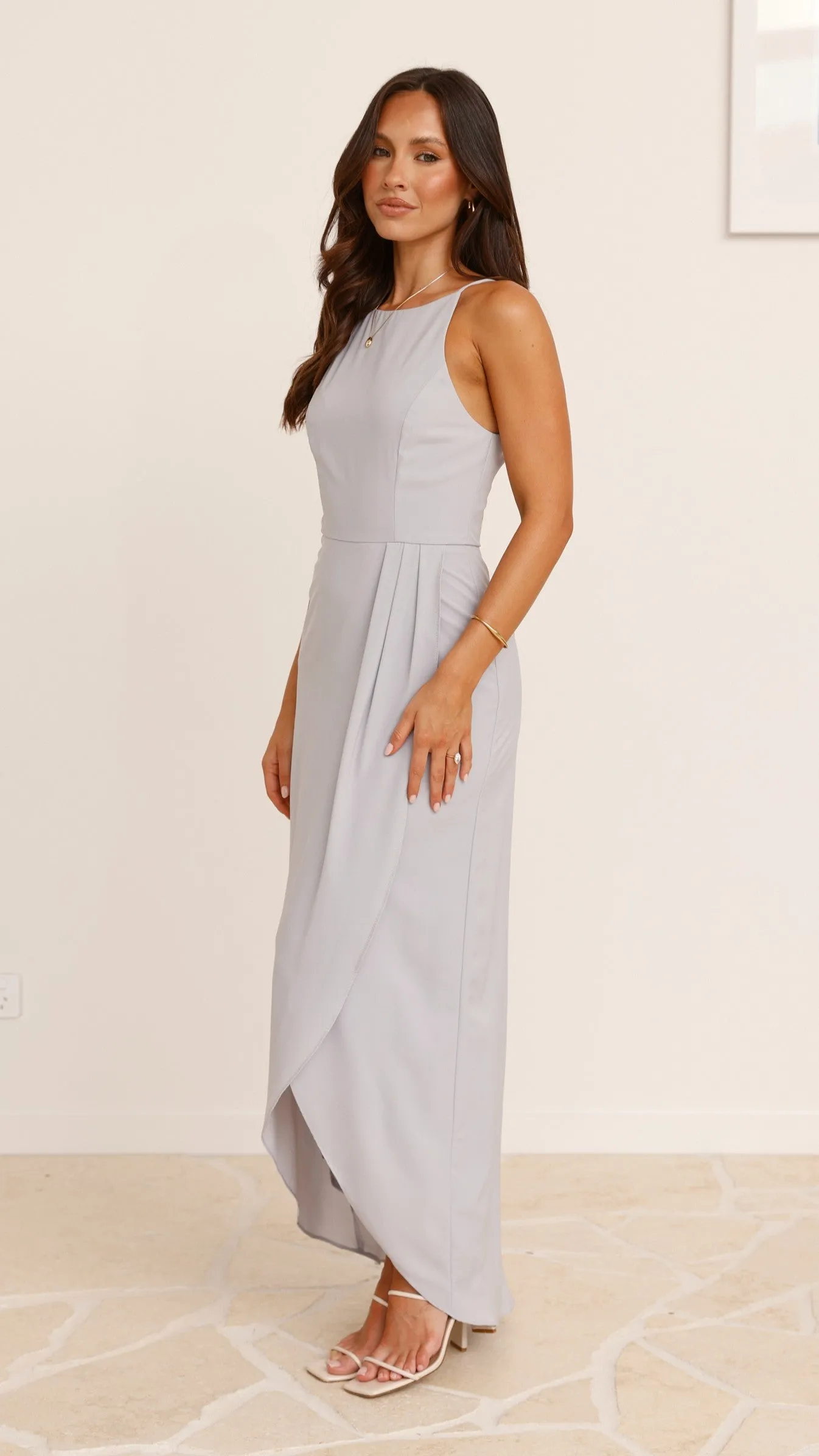Genevieve Boat Neck Maxi Dress - Silver sold by Billy J product image thumbnail 3
