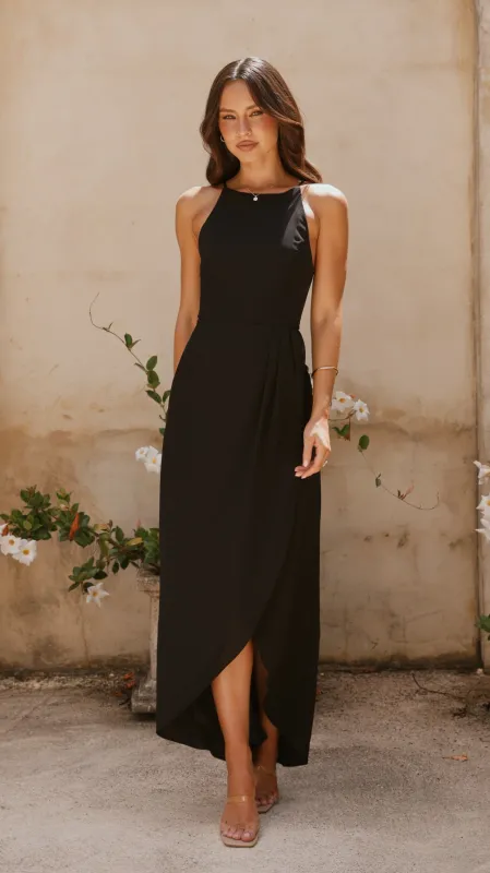 Genevieve Boat Neck Maxi Dress - Black sold by Billy J