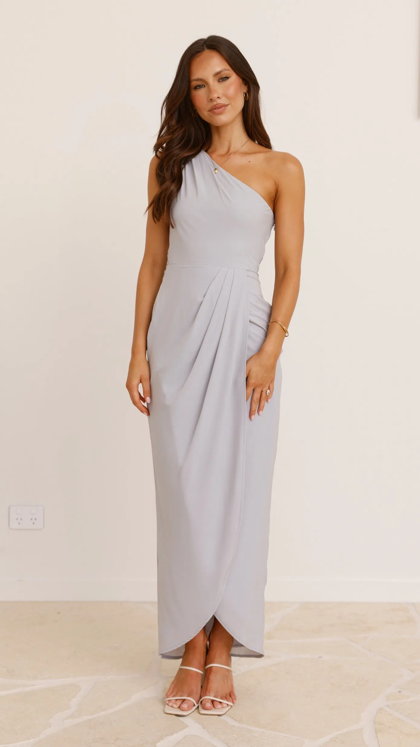 Clara One Shoulder Maxi Dress - Light Grey sold by Billy J product image thumbnail 5