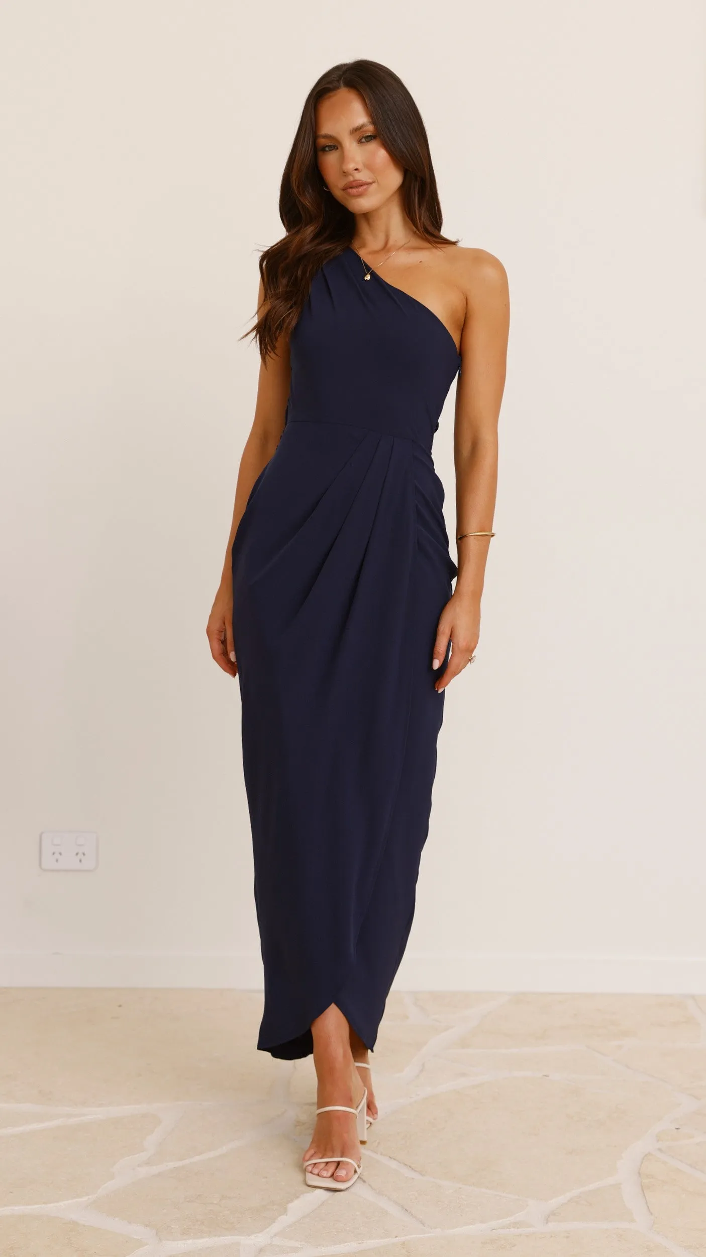 Clara One Shoulder Maxi Dress - Navy sold by Billy J
