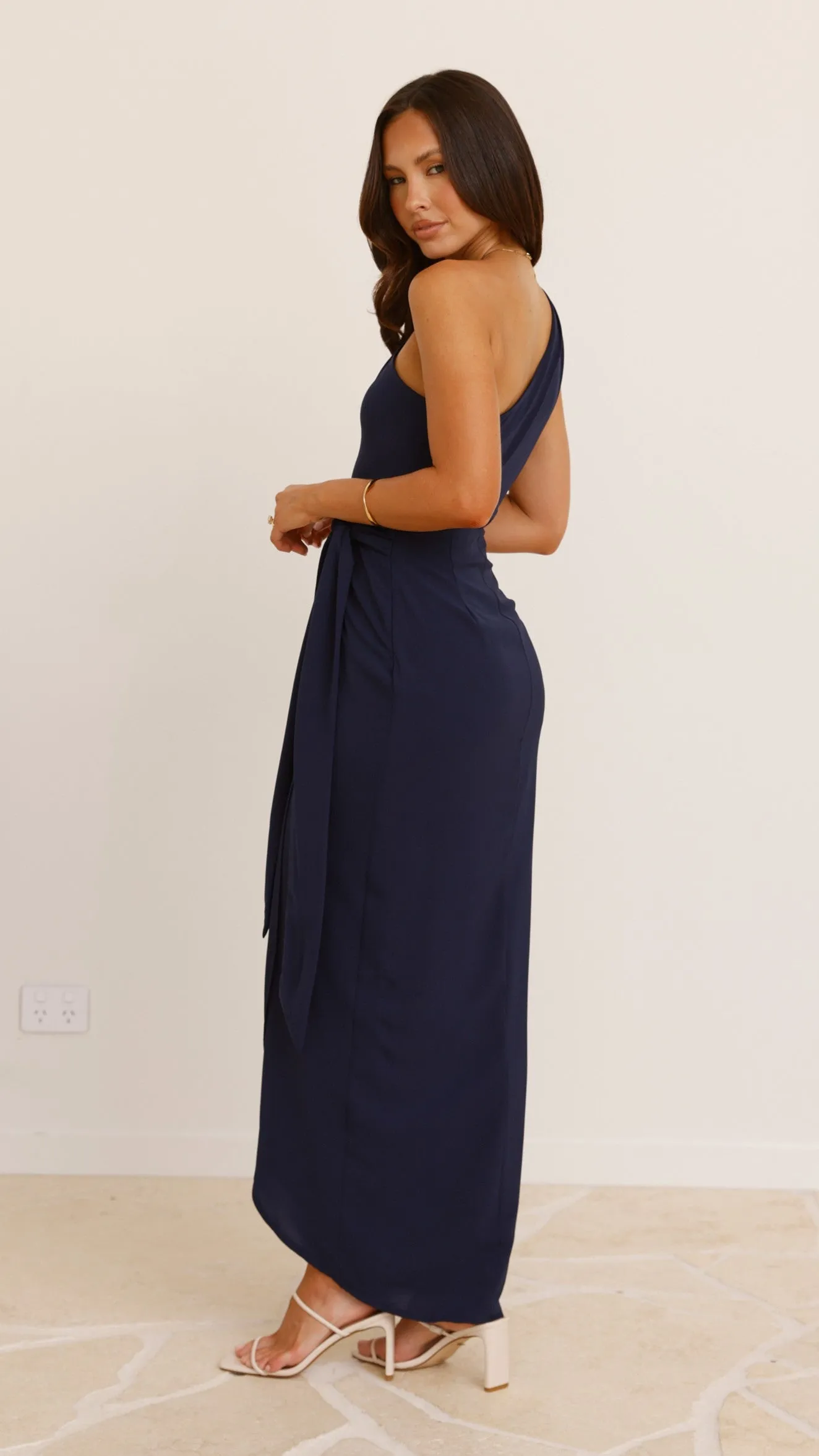Clara One Shoulder Maxi Dress - Navy sold by Billy J product image thumbnail 3