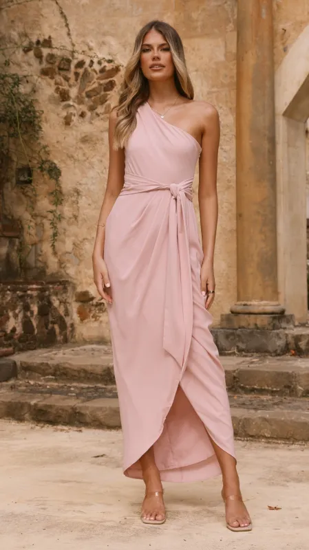 Clara One Shoulder Maxi Dress - Dusty Pink sold by Billy J