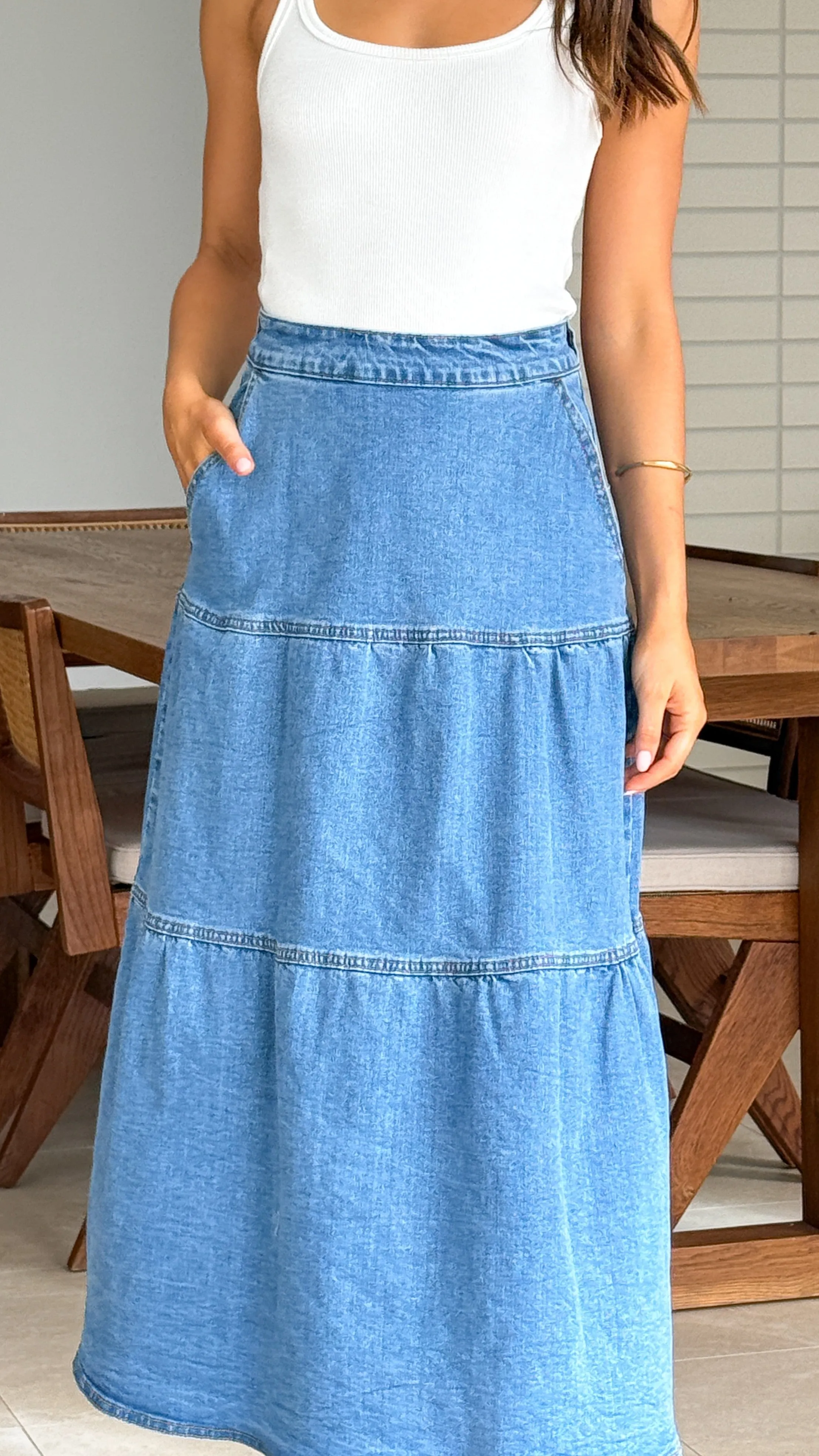 Rhea Midi Skirt - Denim sold by Billy J product image thumbnail 3