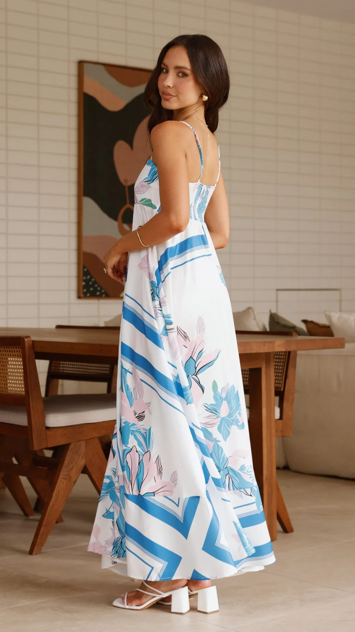 Kaethe Maxi Dress - White/Blue sold by Billy J product image thumbnail 3