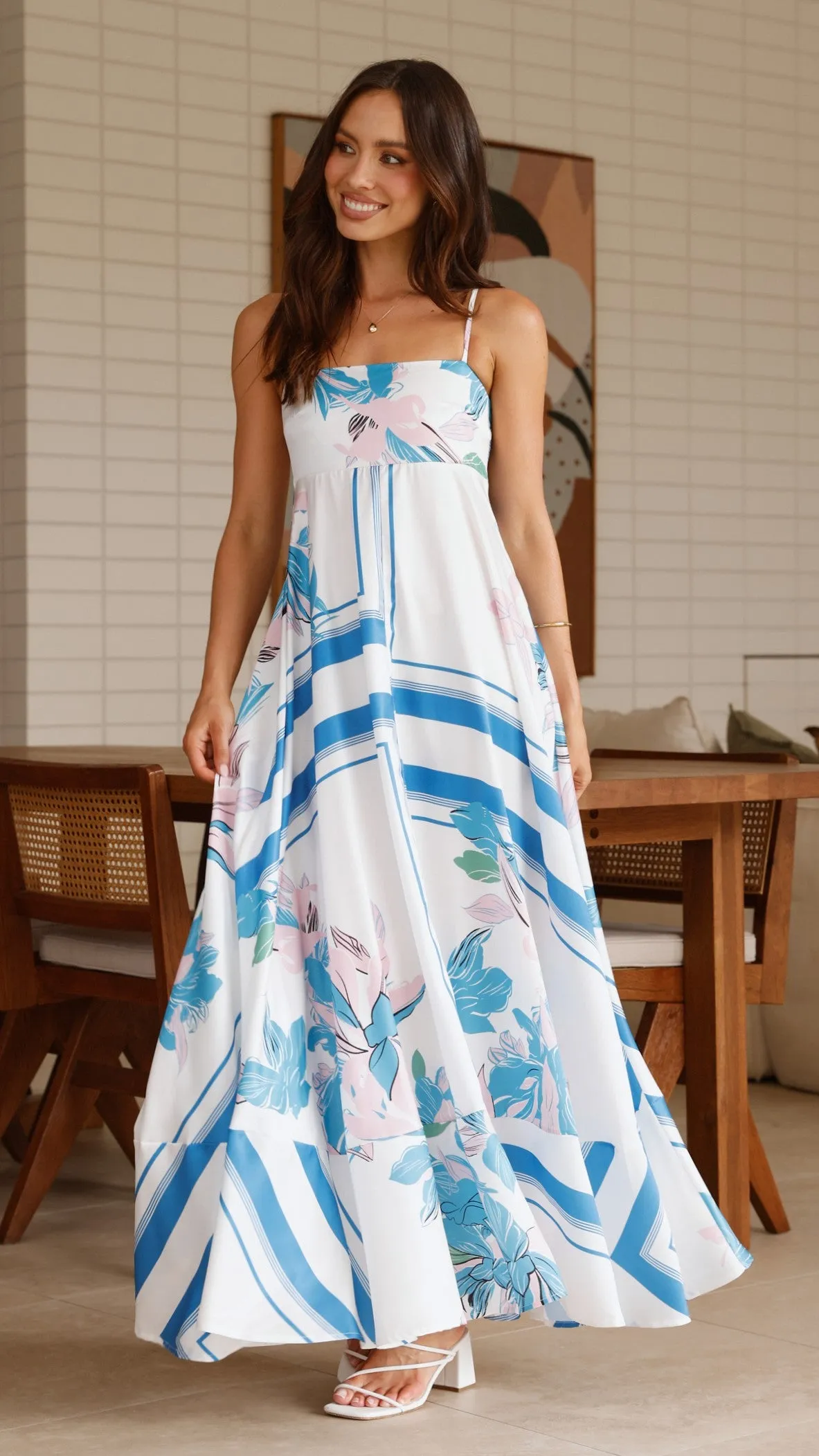 Kaethe Maxi Dress - White/Blue sold by Billy J