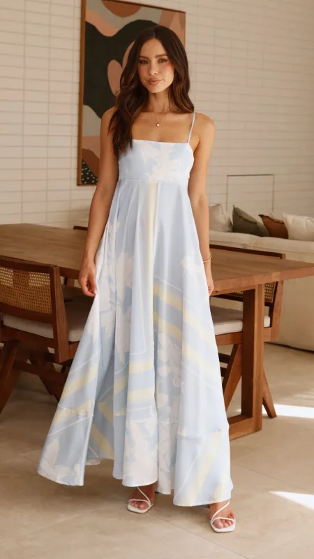 Kaethe Maxi Dress - Blue/Yellow sold by Billy J