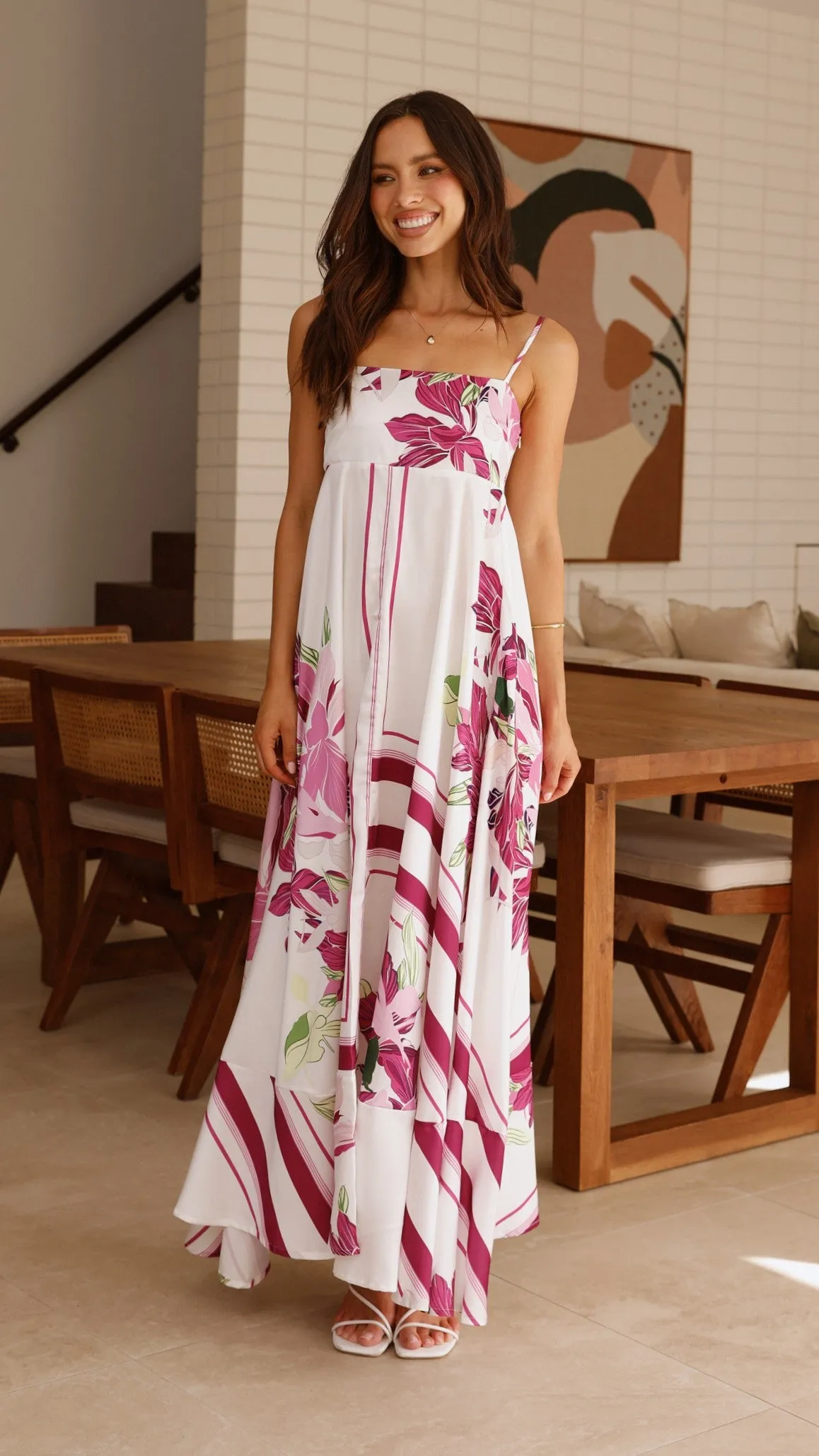 Kaethe Maxi Dress - White/Pink sold by Billy J product image thumbnail 5