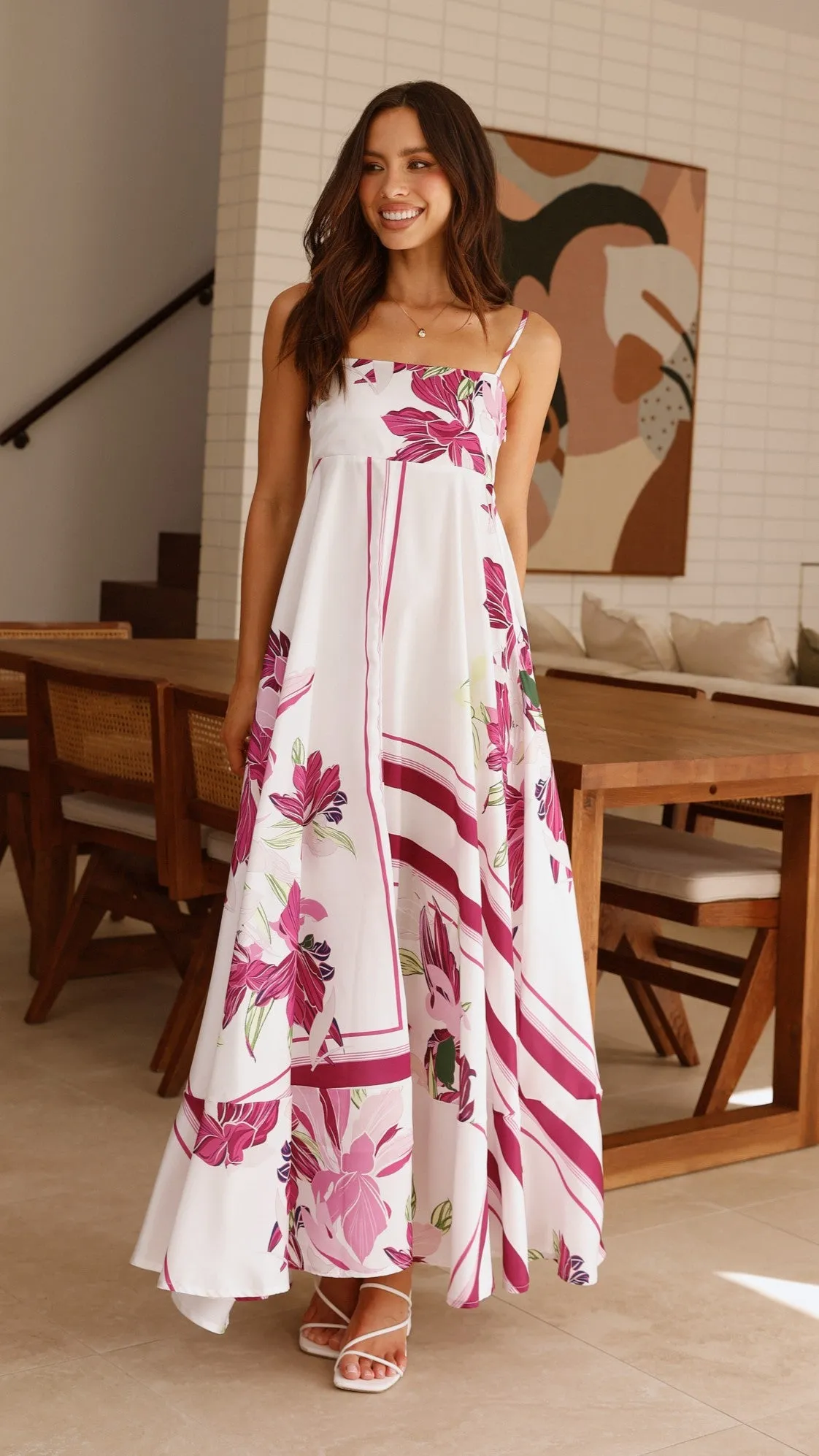 Kaethe Maxi Dress - White/Pink sold by Billy J product image thumbnail 4