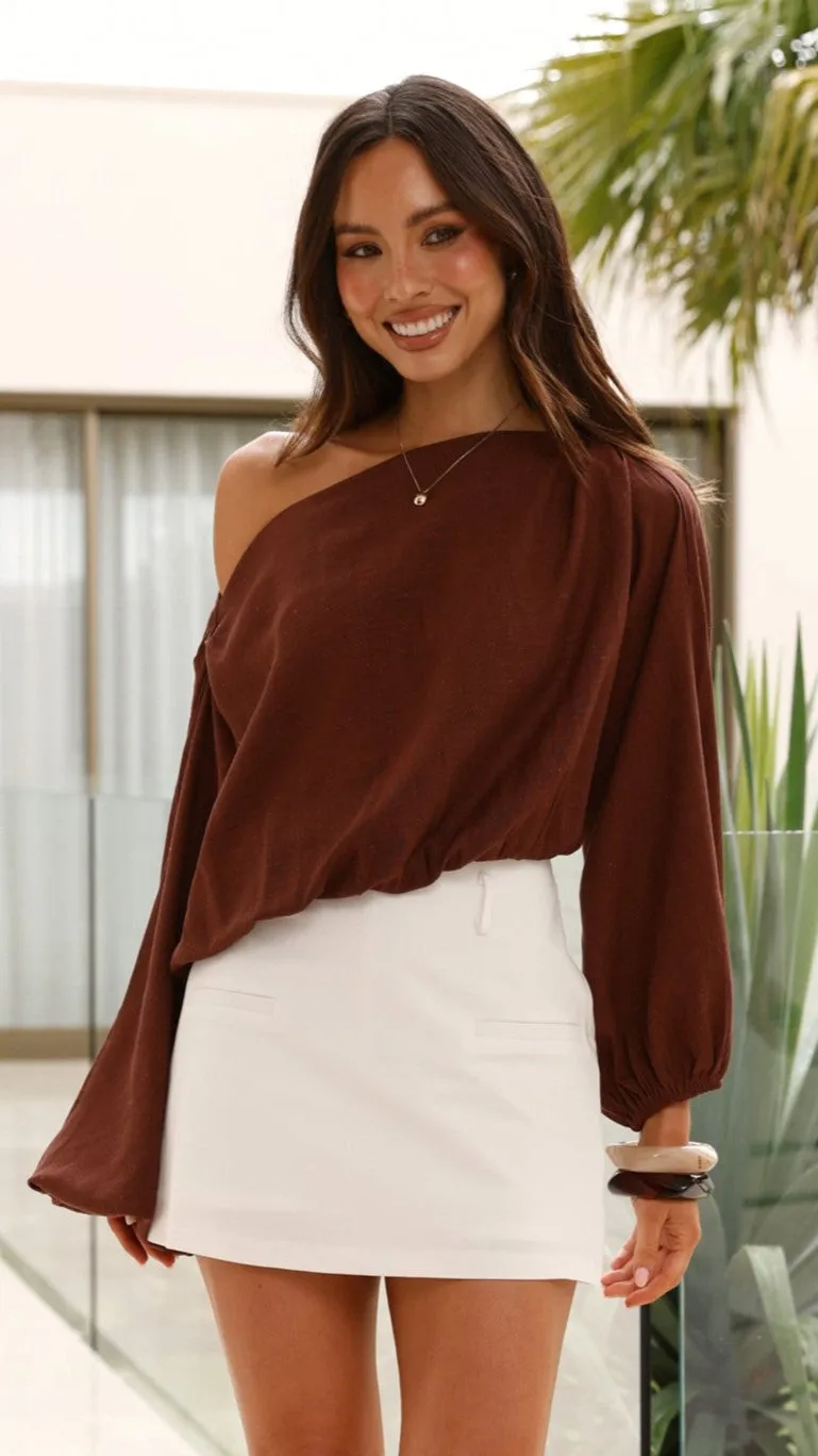 Katara Off Shoulder Top - Chocolate sold by Billy J product image thumbnail 3