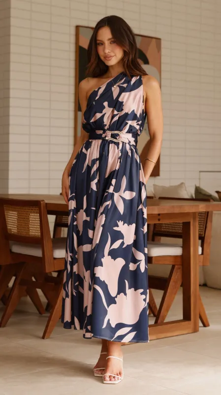 Hadas Maxi Dress - Navy/Pink Print sold by Billy J