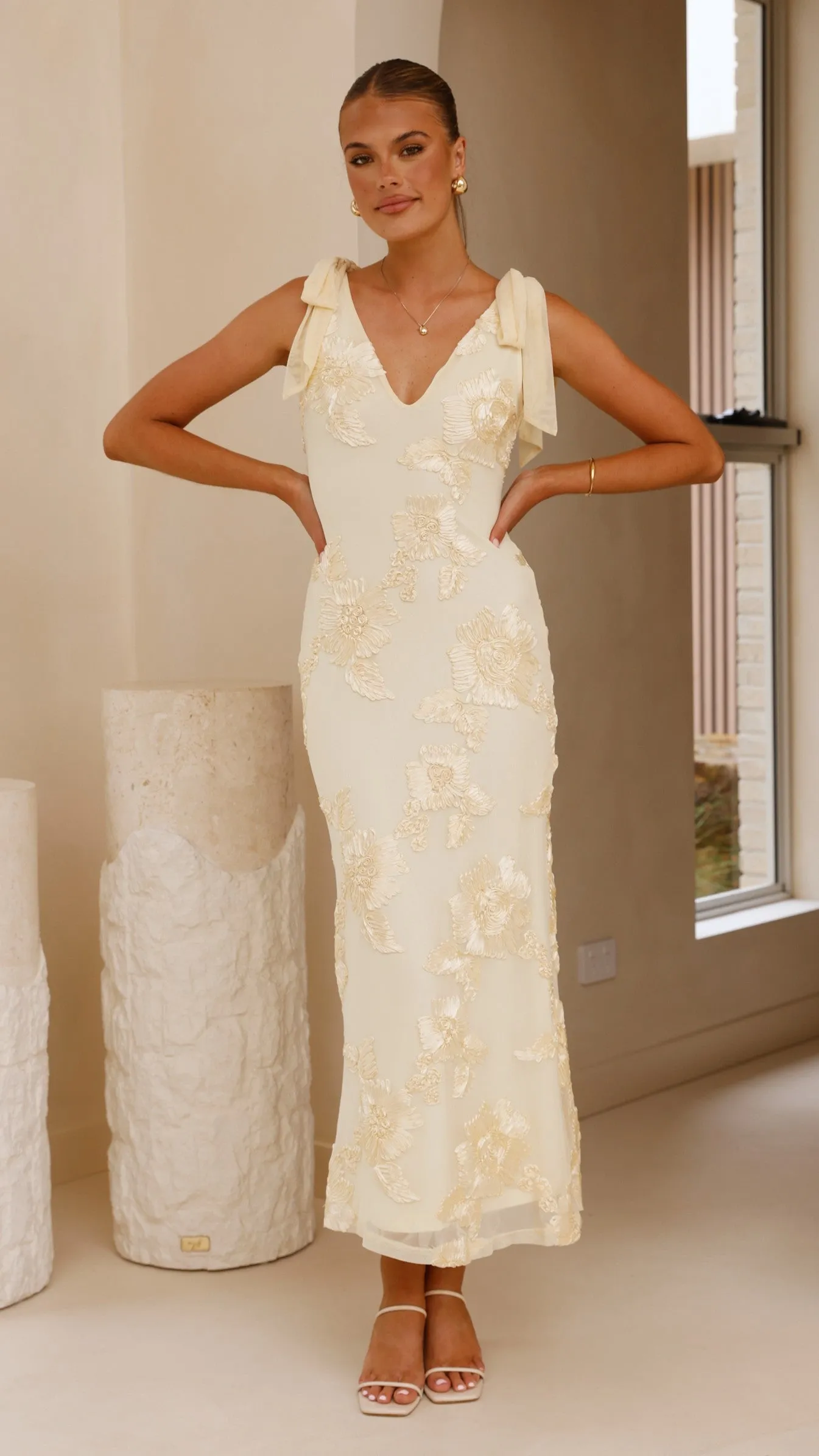 Usha Tie Strap Maxi Dress - Yellow sold by Billy J