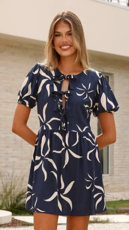 Vida Tie up Mini Dress - Ayana Print sold by Billy J