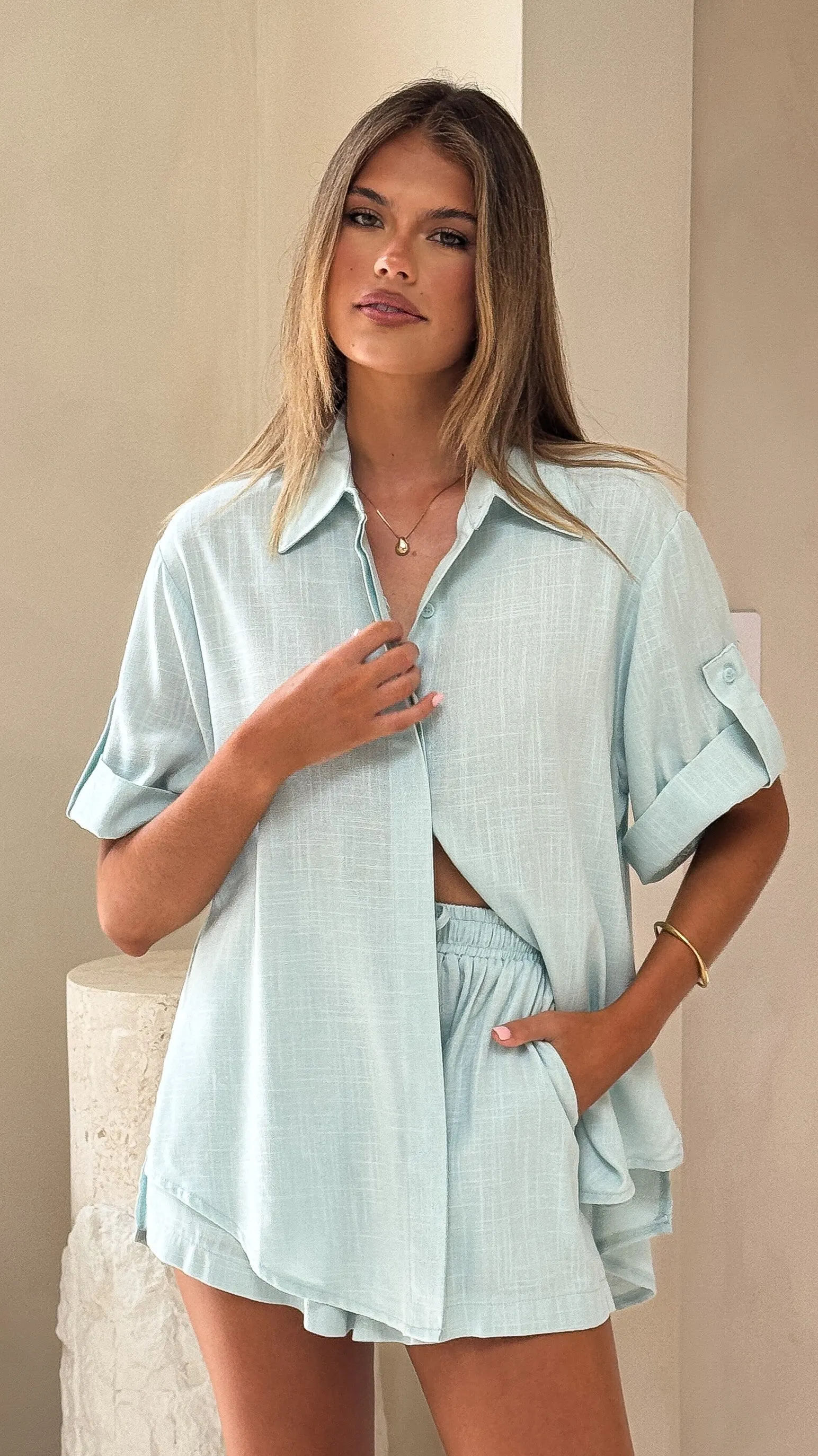 Vallerie Button Up Shirt - Sky Blue sold by Billy J product image thumbnail 4