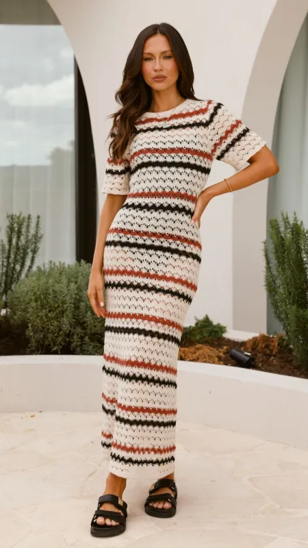 Laylani Maxi Dress - Natural Stripe sold by Billy J