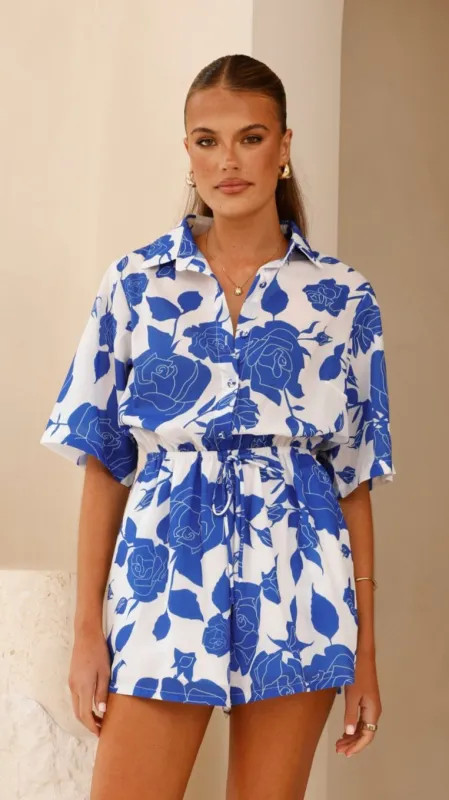 Candra Playsuit - Blue Floral sold by Billy J