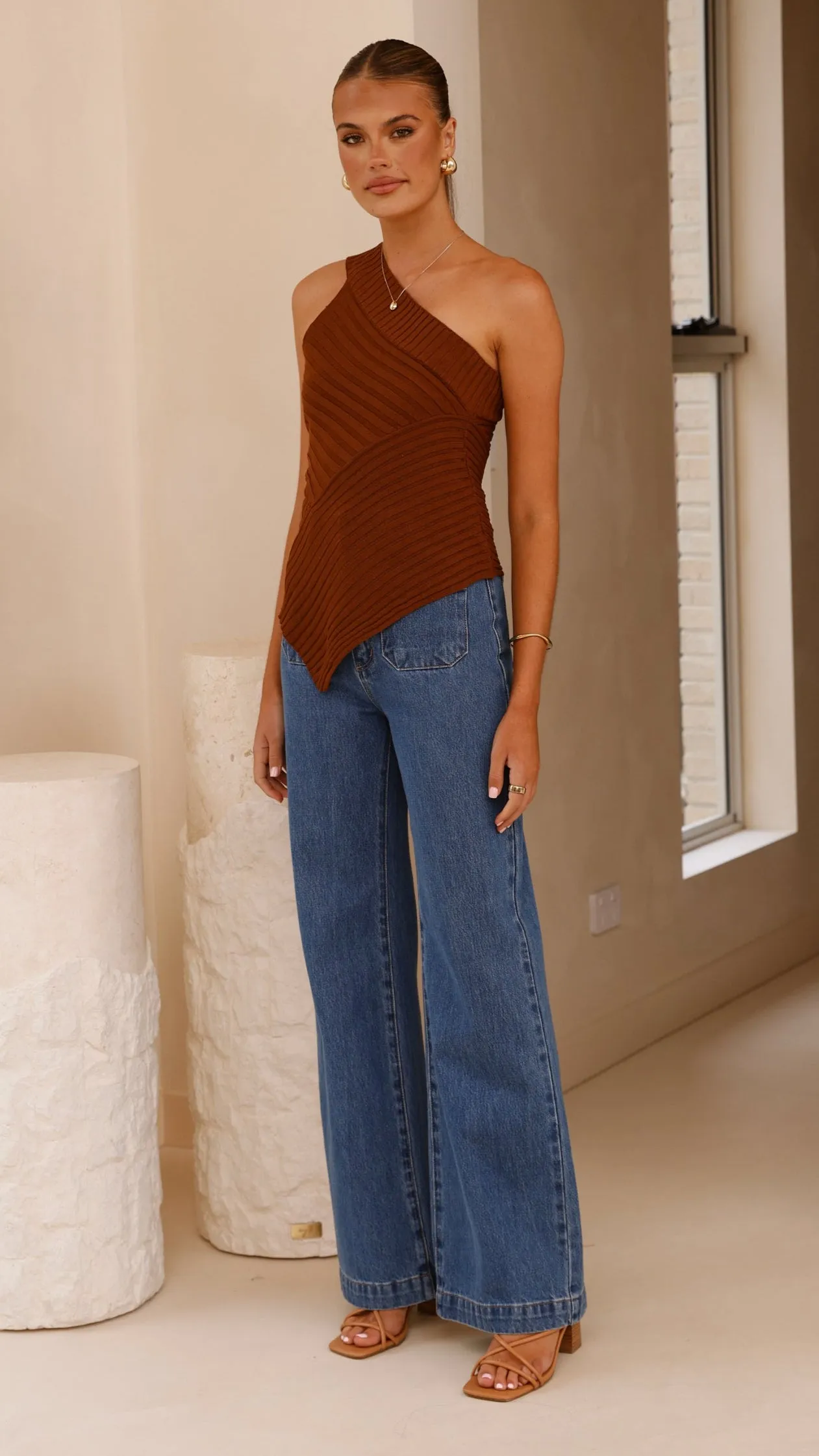 Alyssia One Shoulder Top - Chocolate sold by Billy J product image thumbnail 4