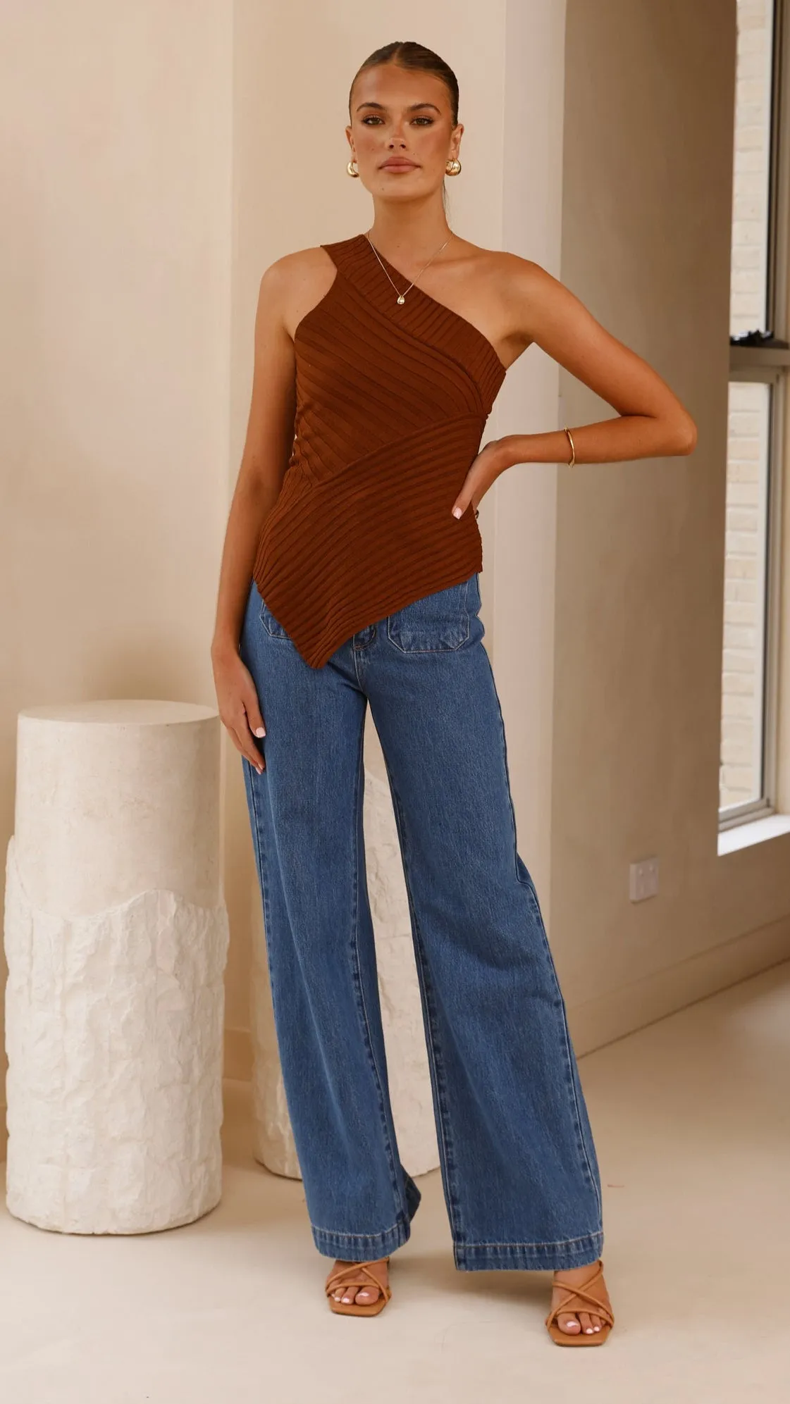 Alyssia One Shoulder Top - Chocolate sold by Billy J product image thumbnail 5