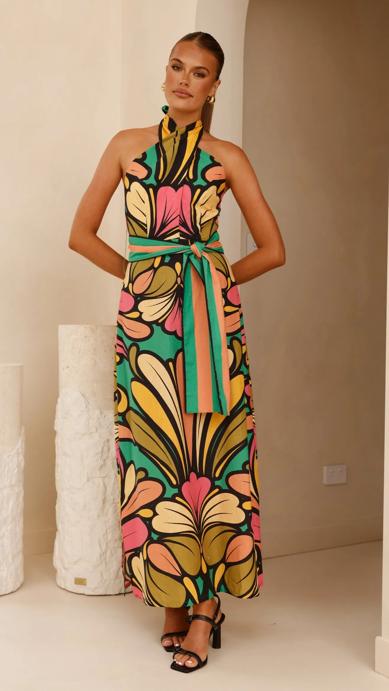Portugal Twist Halter Maxi Dress - Apple sold by Billy J product image thumbnail 5