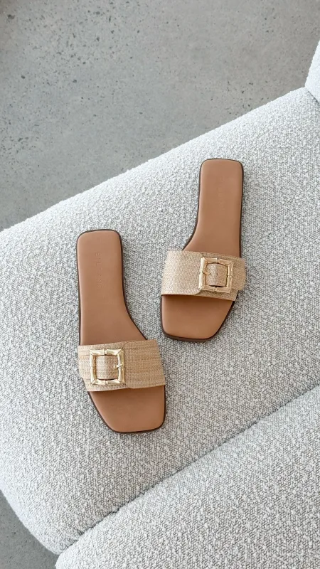 Xabi Slides - Natural Raffia sold by Billy J