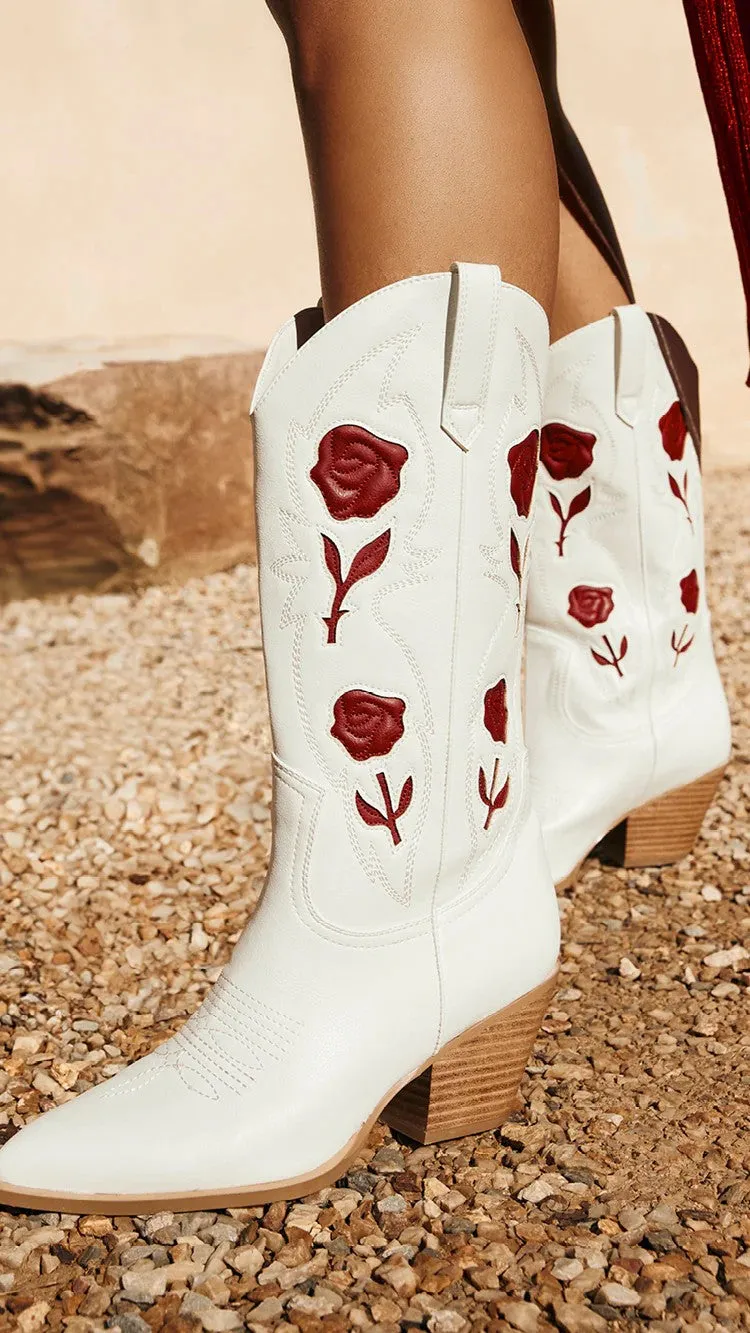 Arden Boots - White-Garnet sold by Billy J
