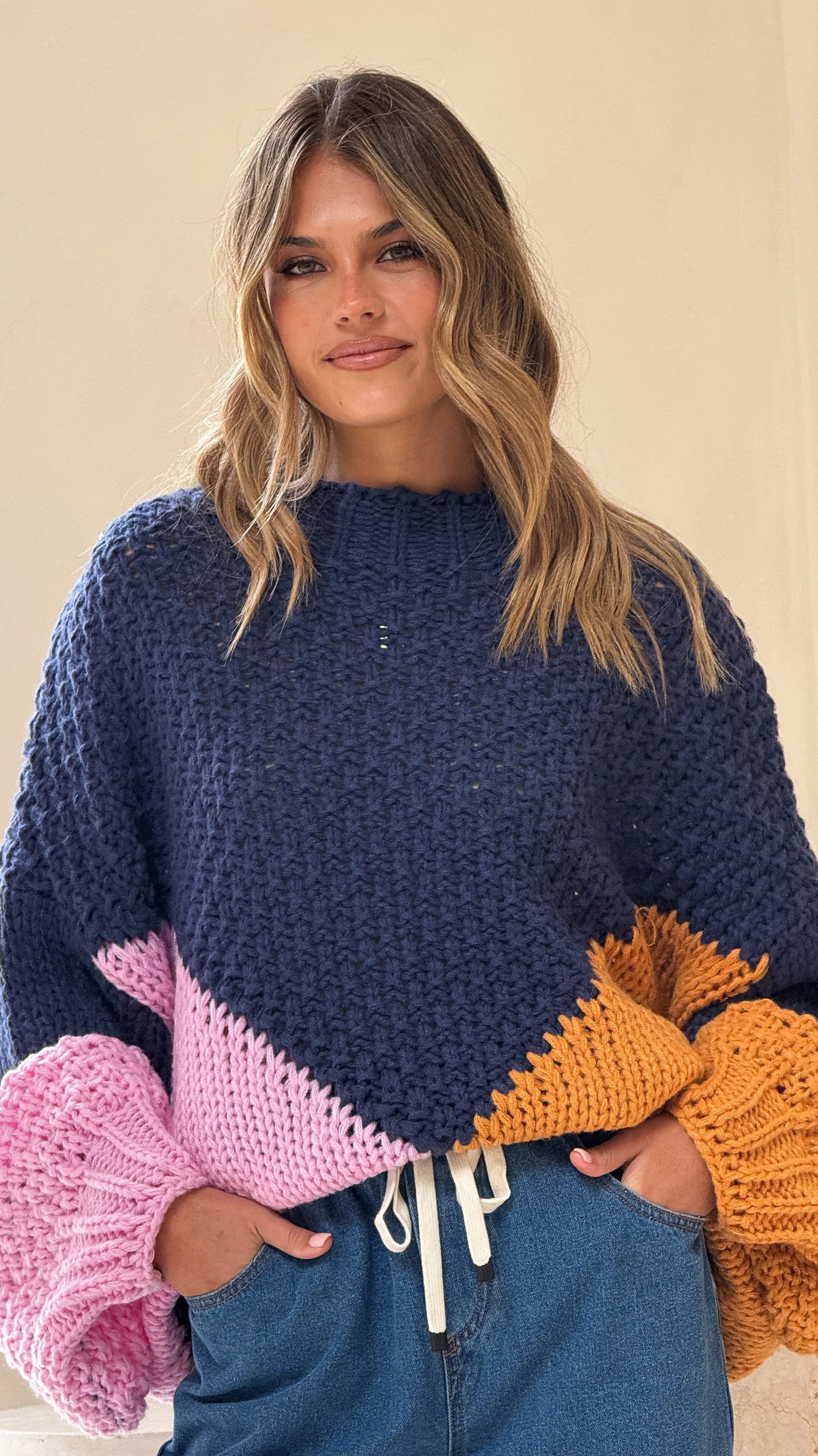 Nila Knit Sweater - Navy Multi sold by Billy J product image thumbnail 4