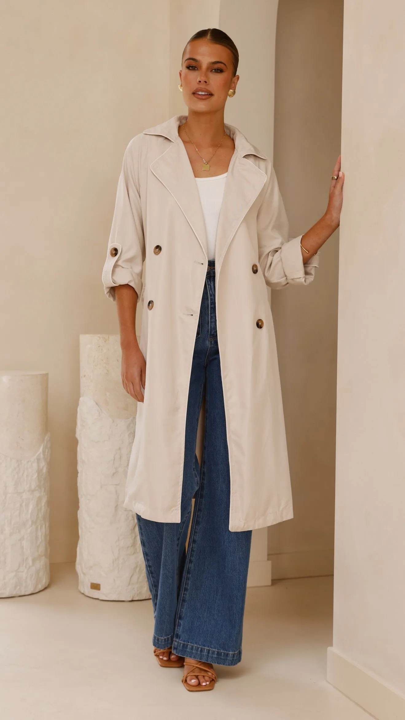 Rylie Trench Coat - Sand sold by Billy J product image thumbnail 5