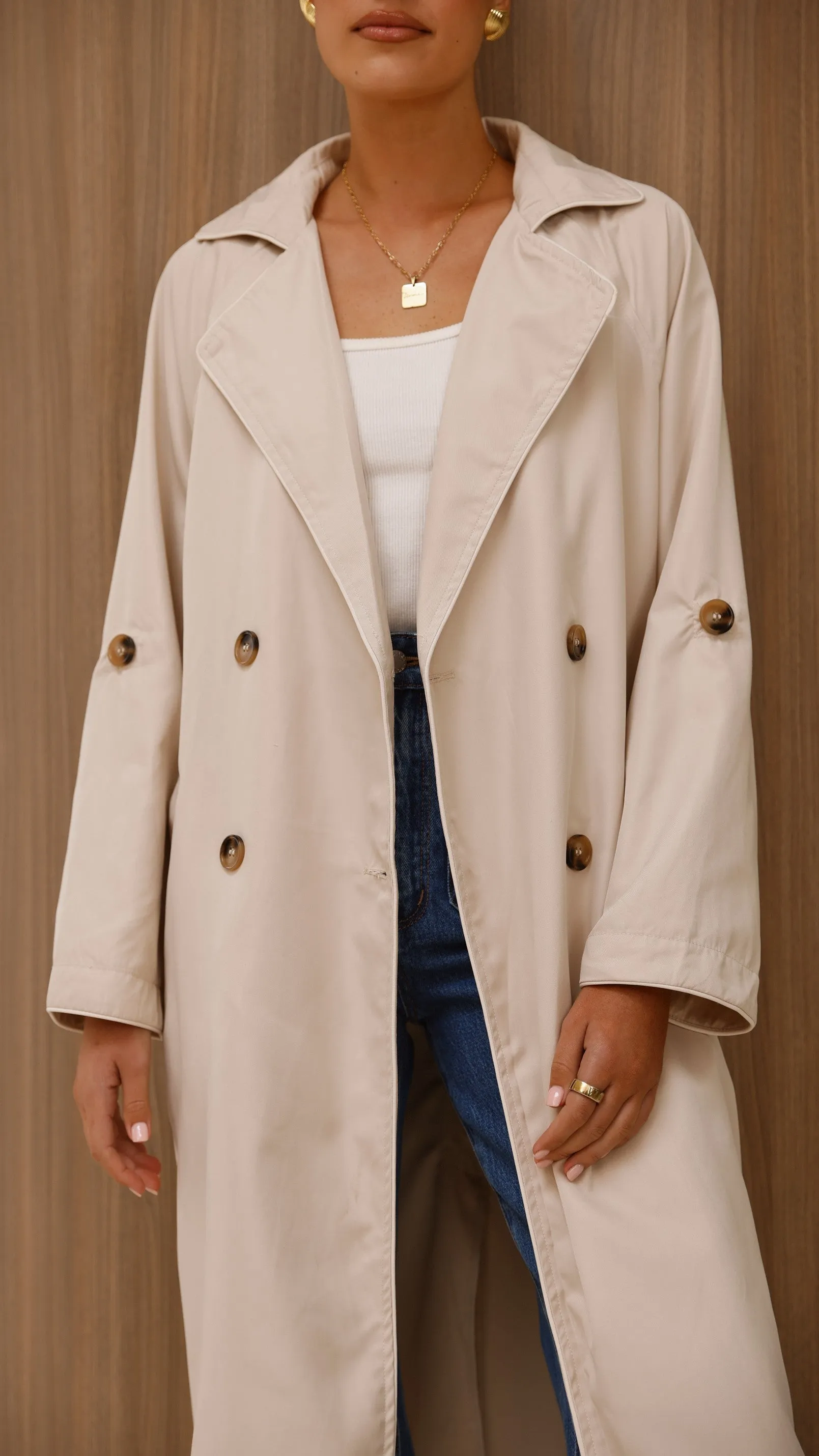 Rylie Trench Coat - Sand sold by Billy J product image thumbnail 4