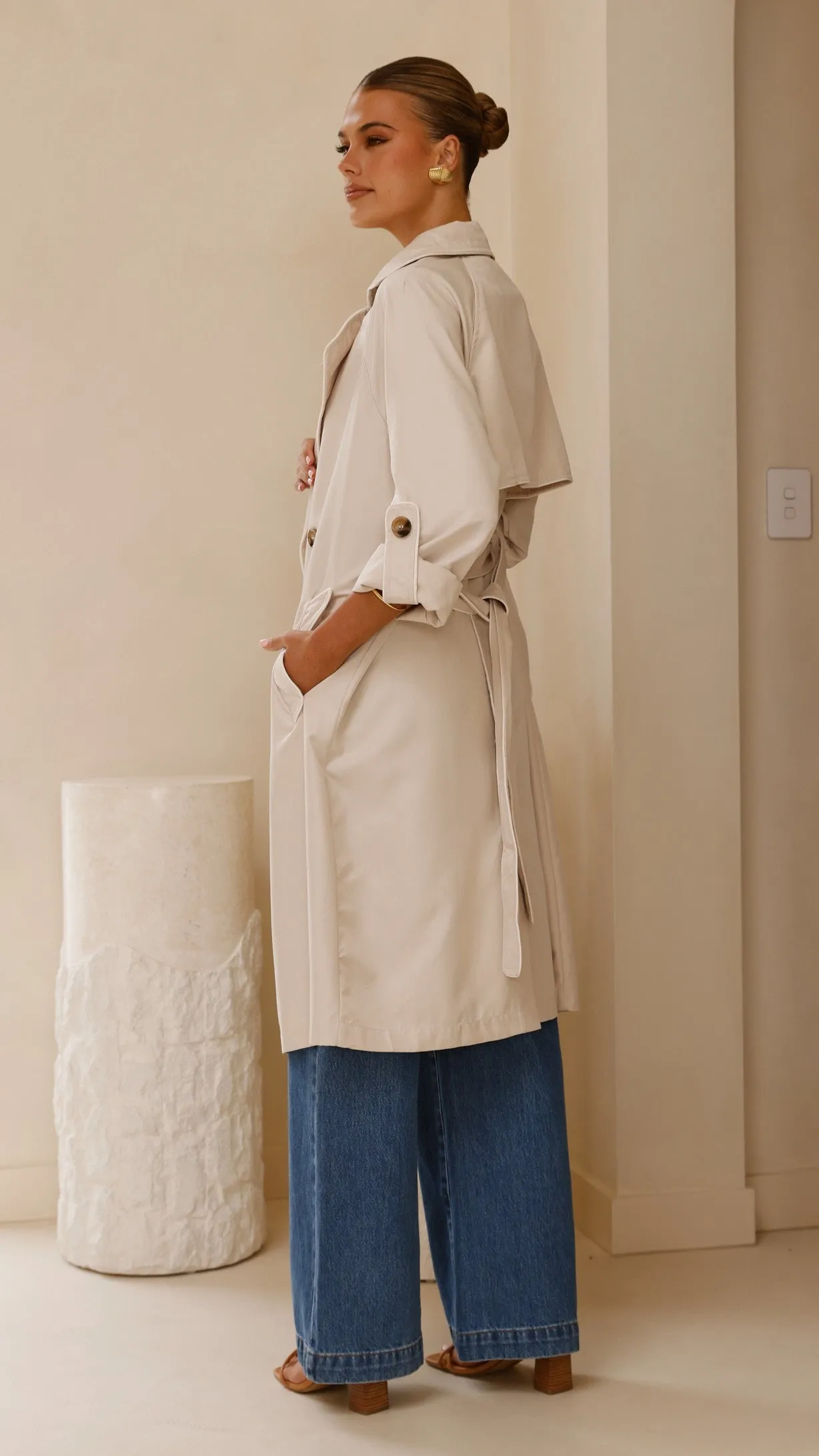 Rylie Trench Coat - Sand sold by Billy J product image thumbnail 3