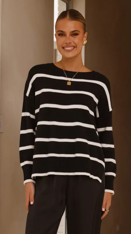 Vara Knit Jumper - Black/White Stripe sold by Billy J