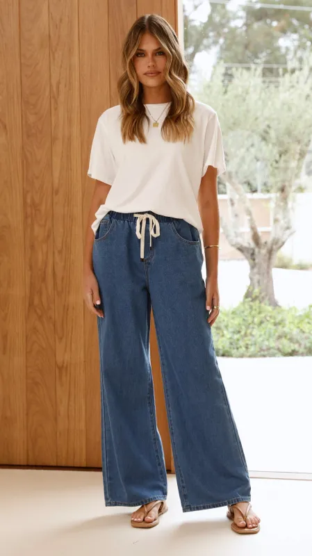 Elandra Wide Leg Pants - Dark Denim sold by Billy J