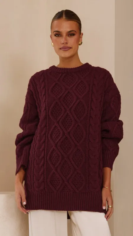 Luna Knit Sweater - Merlot sold by Billy J