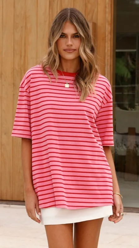Jeto Oversized Tee - Pink/Red sold by Billy J