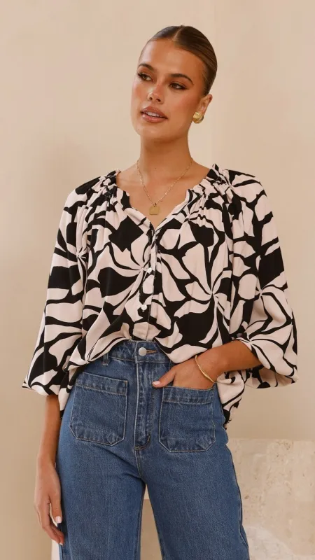 Addison Top - Black/Beige sold by Billy J