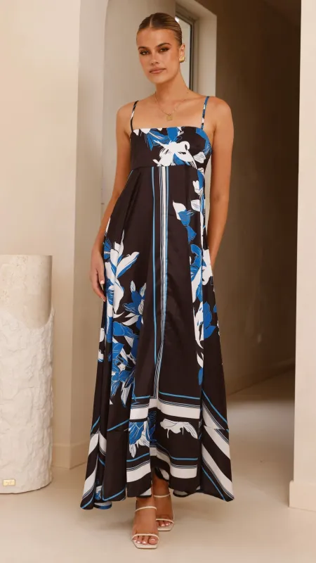 Kaethe Maxi Dress - Black/Blue sold by Billy J