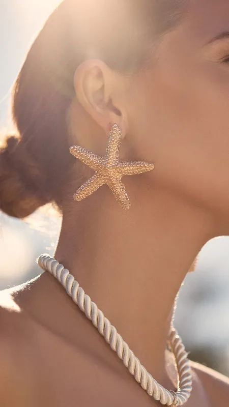 Metal Starfish Earrings - Gold sold by Billy J