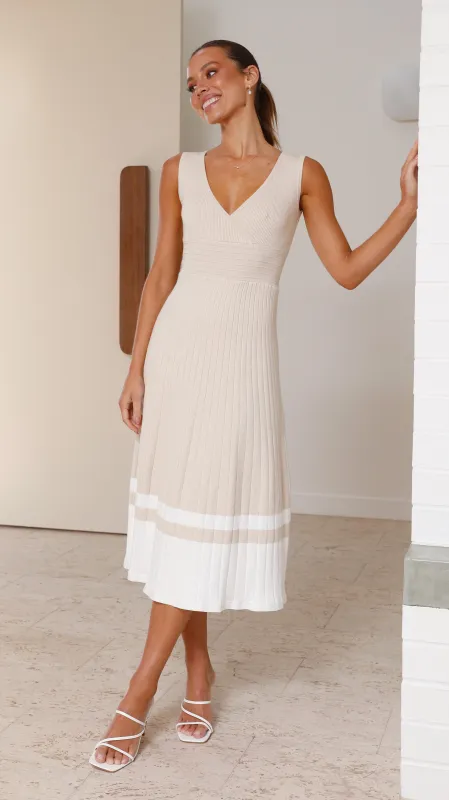 Jayde Knit Dress - Beige/White made by Billy J