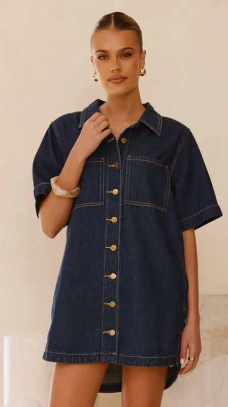Rayna Denim Mini Dress - Indigo sold by Billy J