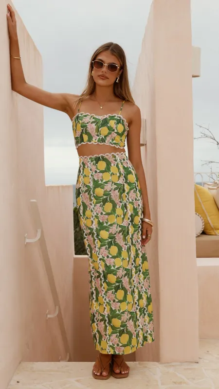 Nova Maxi Skirt - Lemon Print sold by Billy J