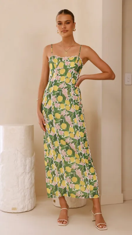 Carlia Midi Dress - Lemon Print sold by Billy J