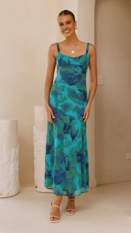Margo Midi Dress - Blue/Green Floral sold by Billy J