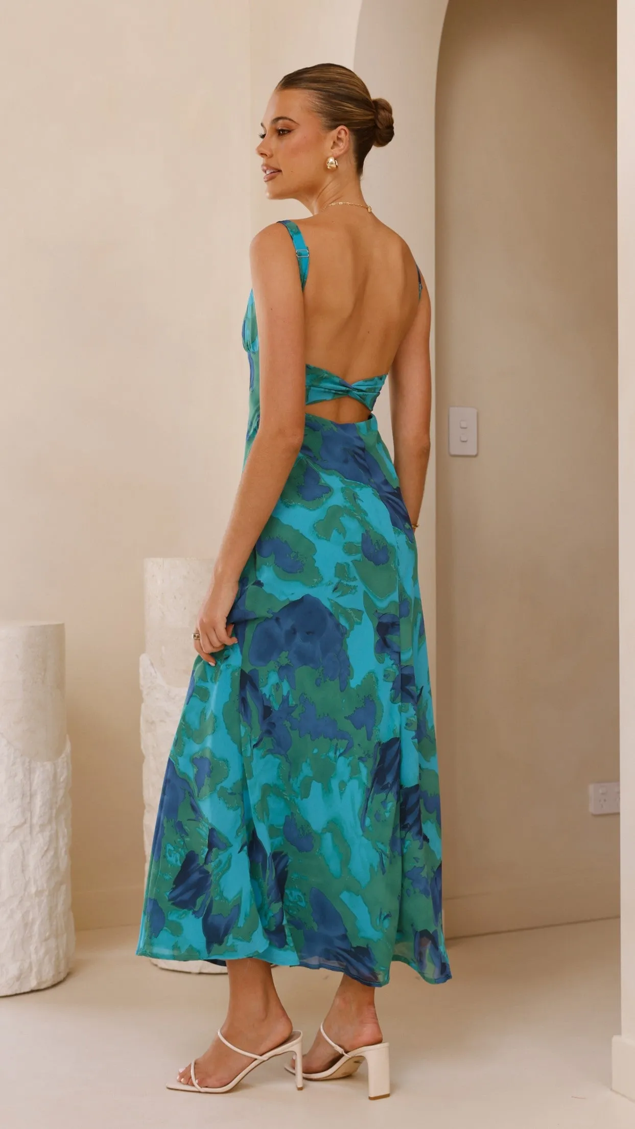 Margo Midi Dress - Blue/Green Floral sold by Billy J product image thumbnail 5