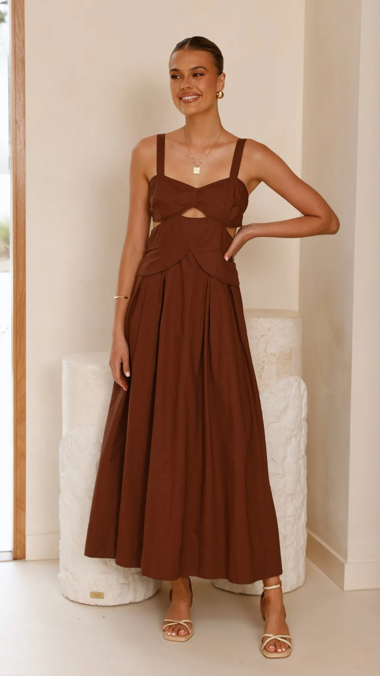 Harleigh Midi Dress - Brown sold by Billy J