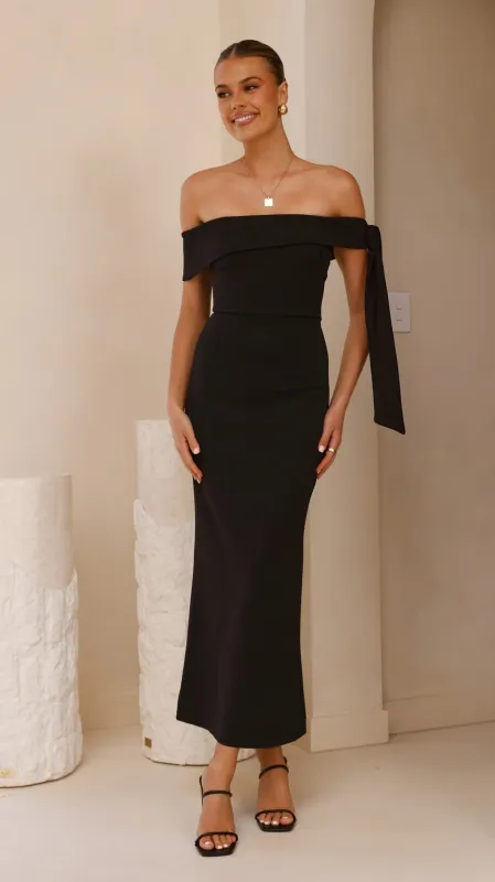 Halen Off Shoulder Midi Dress - Black sold by Billy J